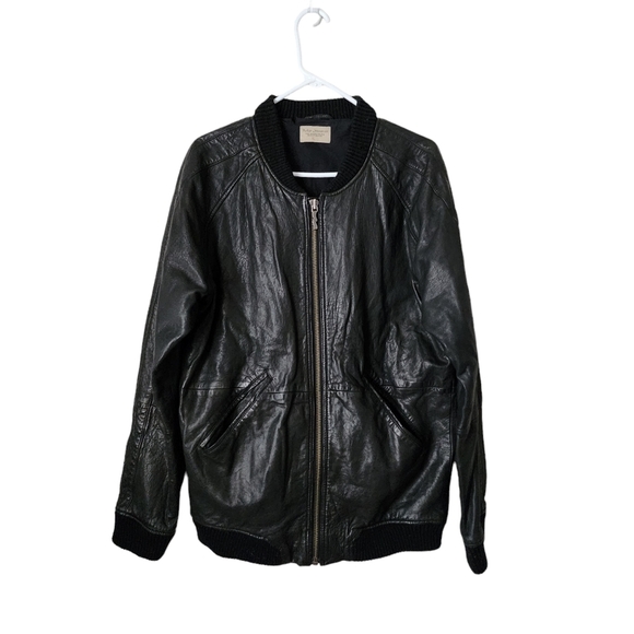 NUDIE JEANS‎ Brook Leather bomber jacket in black lamb leather full zip XL - Picture 1 of 10